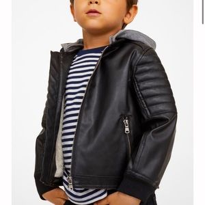 Boys Lined Hooded Biker Jacket